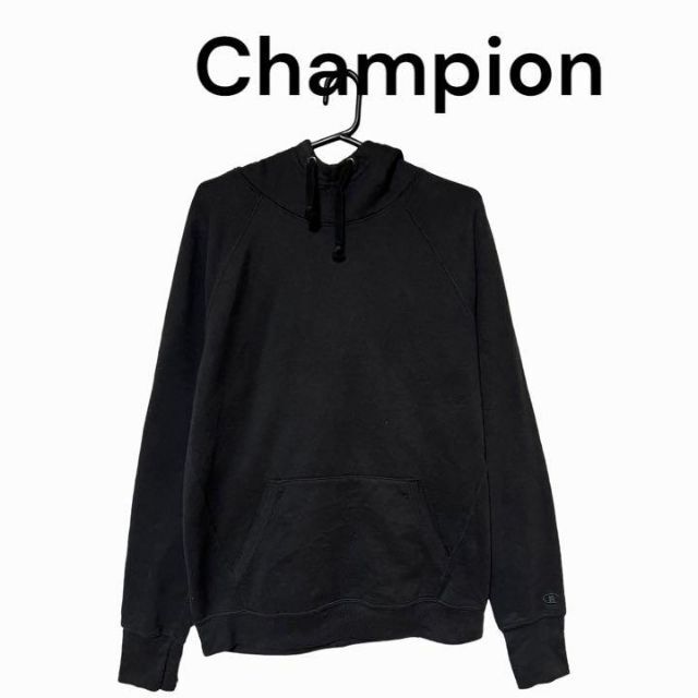 Champion(チャンピオン)の無地　ブラック　チャンピオン　Champion パーカー　古着 レディースのトップス(パーカー)の商品写真