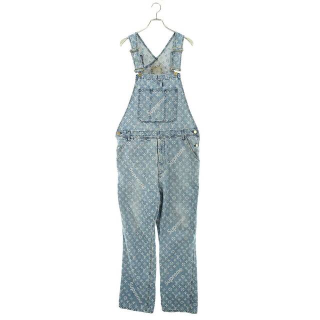 シュプリーム ルイヴィトン 17AW LV Jacquard Denim Overalls モノグラムジャガードデニムオーバーオール メンズ 33