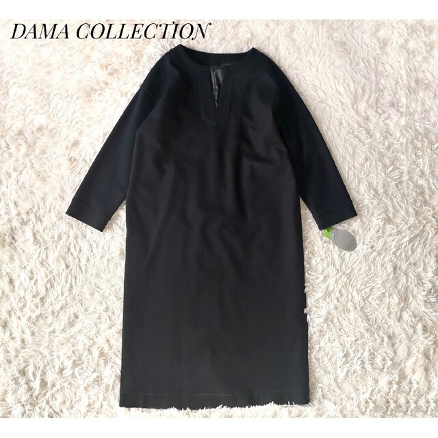 サイズL【DAMA COLLECTION】キーネックワンピース タグ付き ウール  L