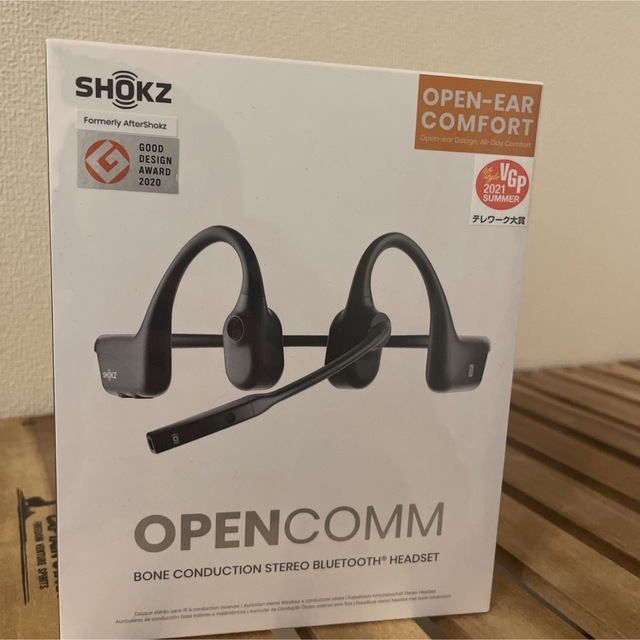 【SHOKZ 】OpenComm 骨伝導イヤホン スマホ/家電/カメラのオーディオ機器(ヘッドフォン/イヤフォン)の商品写真