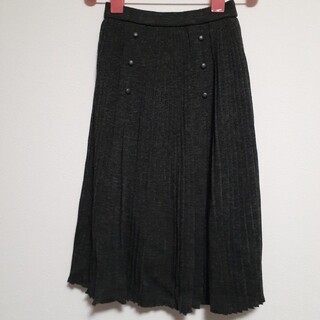 劣化有り　可愛い　プリーツ　濃いグレー色　膝下　ロングスカート　日本製品　ウール(ロングスカート)