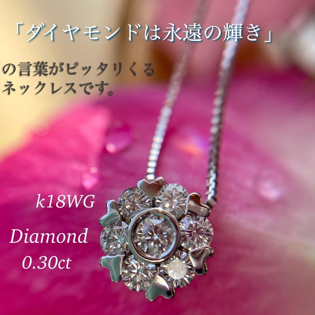 k18WG  1粒のようなギュッとした輝き ダイヤモンド ネックレス レディースのアクセサリー(ネックレス)の商品写真