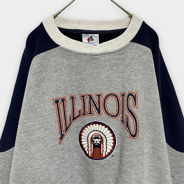 【ME】カレッジ イリノイ大学 ILLINOIS 刺繍ロゴ スウェット L