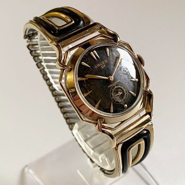 グリュエンCal.335スパイダー金張り10KGF腕時計メンズ手巻き1950年代