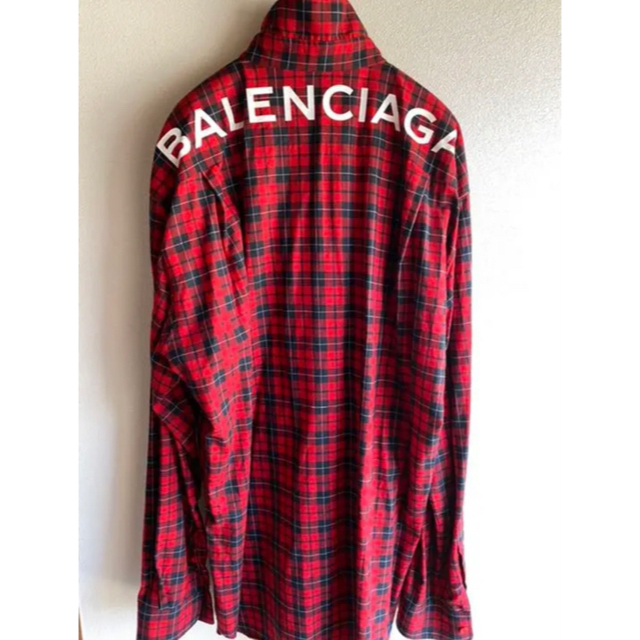 BALENCIAGA バレンシアガ 長袖 チェックシャツ 赤-