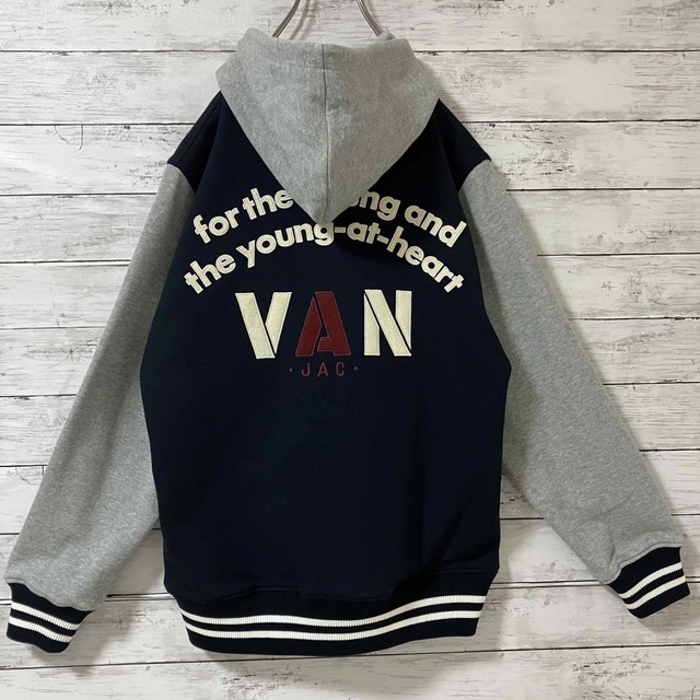 VAN Jacket - ☆美品☆ VAN JAC パーカー スタジャン ネイビー×グレー