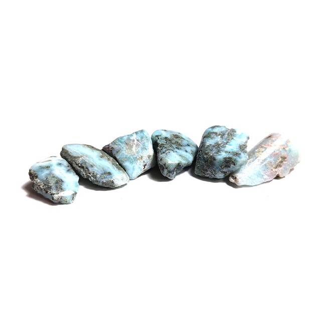 H3935【天然石】ラリマー 磨き原石 6個セット 置き石