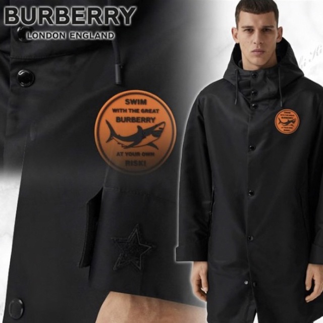 BURBERRY(バーバリー)の超美品☆BURBERRY 21SS シャークグラフィックパーカー  黒 メンズのジャケット/アウター(ブルゾン)の商品写真