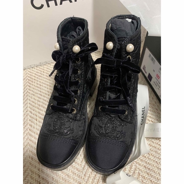 CHANEL - Chanel シャネル レースアップ ブーツ 36