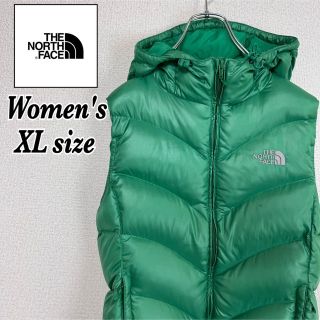 ザノースフェイス(THE NORTH FACE)のノースフェイス　ダウンベスト　海外限定　レディース　XLサイズ　グリーン(ダウンベスト)