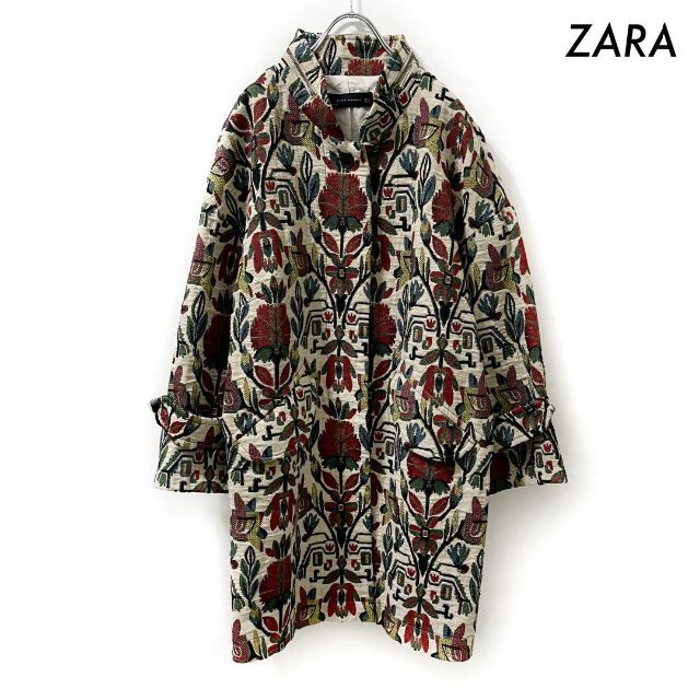 ZARA(ザラ)のZARA ザラ★花柄 スプリングコート ロングコート 個性派 古着女子 レディースのジャケット/アウター(スプリングコート)の商品写真