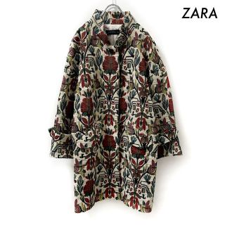 ザラ(ZARA)のZARA ザラ★花柄 スプリングコート ロングコート 個性派 古着女子(スプリングコート)