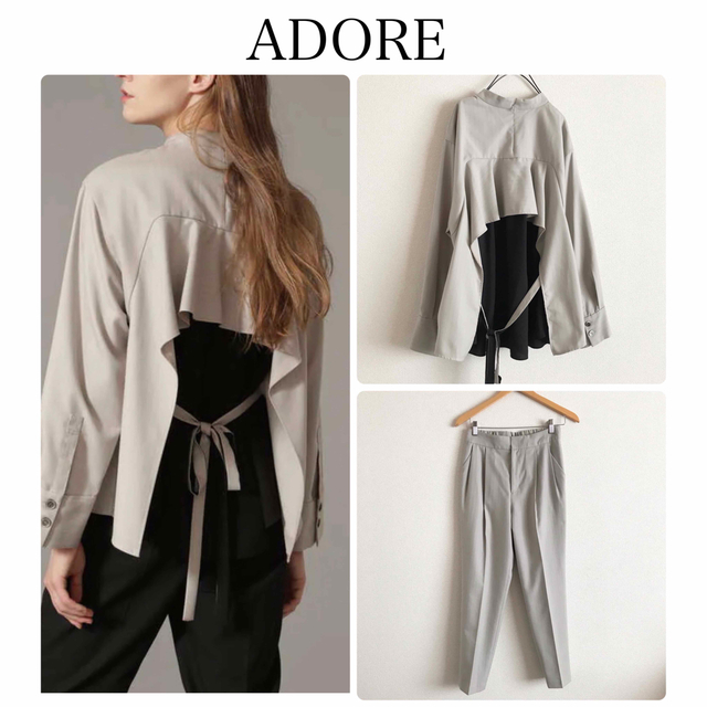 ADORE（アドーア）クリアクロスブラウス、パンツ セットアップ-