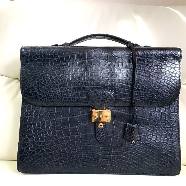 JARDIN DES SACS マットクロコダイル ブリーフケース A4 メンズ