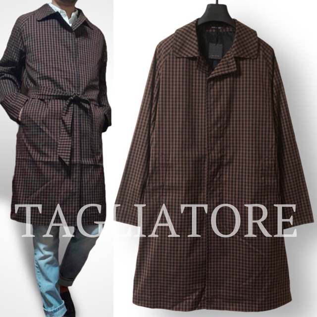 新品 TAGLIATORE タリアトーレ チェック柄 ベルテッドコート 48