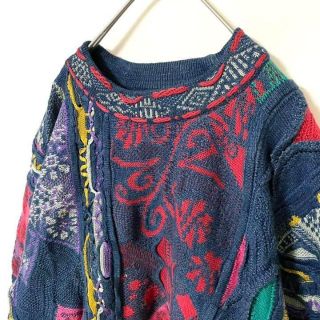 クージー(COOGI)のCOOGI クージー 総柄 レトロ　マルチニット セーター 3D 古着(ニット/セーター)