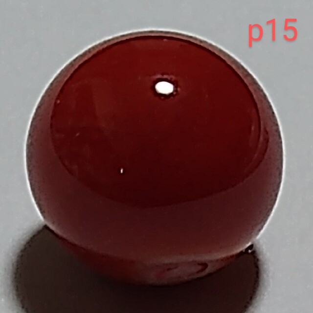 p15 濃赤 煌珊瑚 片穴 球 11.6mm 10.35ct 2.07 g