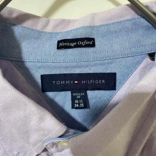 TOMMY HILFIGER(トミーヒルフィガー)の【トミーヒルフィガー】BDシャツ長袖　無地　カラーシャツ　ワンポイント刺繍　古着 メンズのトップス(シャツ)の商品写真