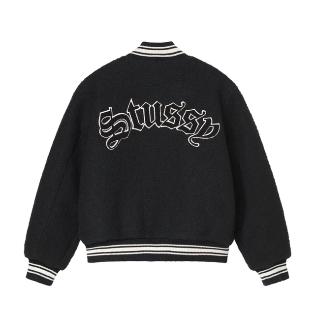 STUSSY(ステューシー)のSTUSSY CASENTINO WOOL VARSITY JACKET M 黒 メンズのジャケット/アウター(スタジャン)の商品写真