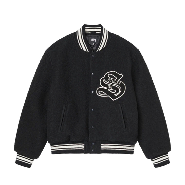 STUSSY CASENTINO WOOL VARSITY JACKET M 黒