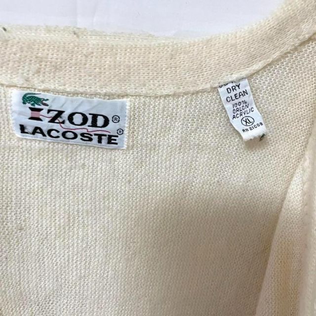 LACOSTE(ラコステ)のizod LACOSTE ラコステ　カーディガン　ワンポイントワニ刺繍ロゴ　古着 メンズのトップス(カーディガン)の商品写真
