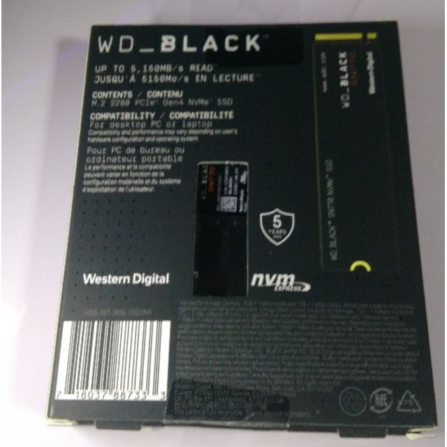 WD BLACK SN770 Gen4 NVMe SSD 1TB PS5対応 スマホ/家電/カメラのPC/タブレット(PCパーツ)の商品写真