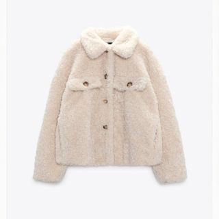 ザラ(ZARA)のZara - フェイクシアリングシャツジャケット　Sサイズ(毛皮/ファーコート)