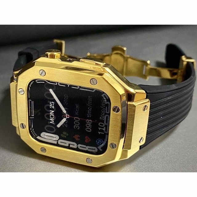 時計Apple Watch ラバーアップルウォッチバンドカスタムゴールドメタルケース