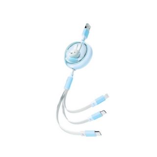 ミッフィー(miffy)の[MIPOW] ミッフィー 巻き取り式マルチ充電ケーブル ブルー [CC04](バッテリー/充電器)