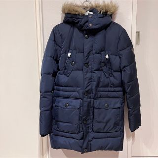 ゲス(GUESS)のゲス GUESS ダウン コート ジャケット ネイビー フード付 袖リブ(ダウンジャケット)