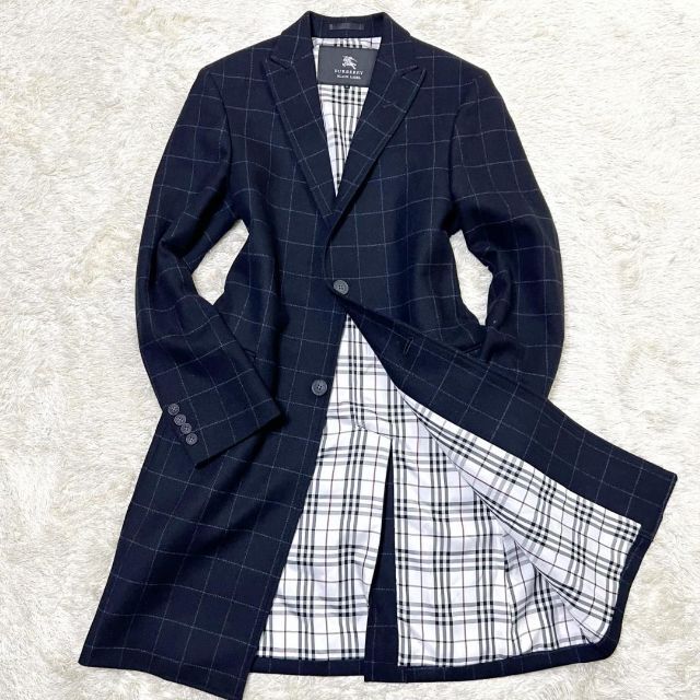 BURBERRY BLACK LABEL(バーバリーブラックレーベル)の美品☆キレイなノバチェック☆BURBERRY ロングコート M チェスターコート メンズのジャケット/アウター(チェスターコート)の商品写真