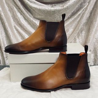 126.SANTONI サイドゴアブーツ パティーヌ ブラウン UK6 | ochge.org