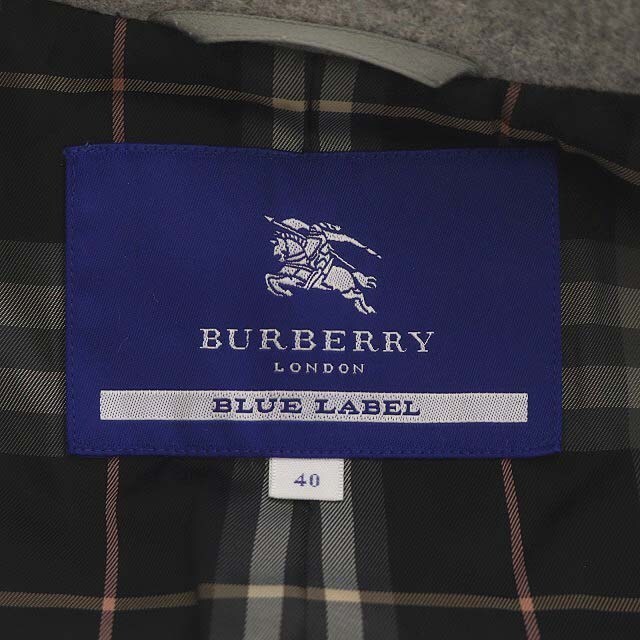 BURBERRY BLUE LABEL(バーバリーブルーレーベル)のバーバリーブルーレーベル ウール ベルト コート アンゴラ混 裏地チェック 40 レディースのジャケット/アウター(その他)の商品写真