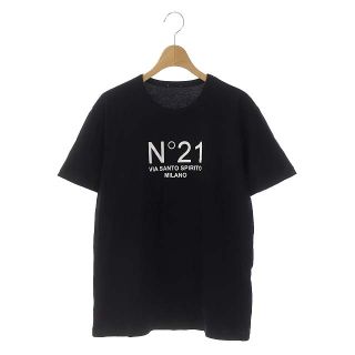 ヌメロヴェントゥーノ(N°21)のヌメロヴェントゥーノ N°21 Tシャツ カットソー ロゴ 半袖 36 黒(Tシャツ(半袖/袖なし))