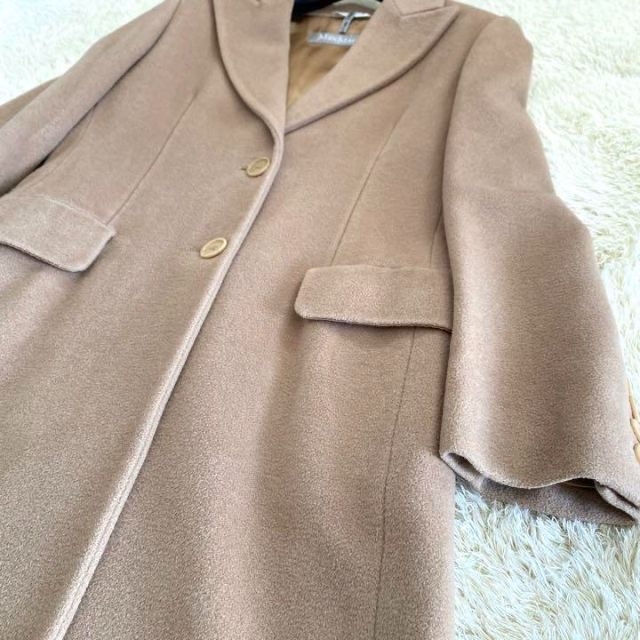 Max Mara(マックスマーラ)の美品✨ マックスマーラ ロングコート シルク混 キャメル 銀タグ レディースのジャケット/アウター(ロングコート)の商品写真