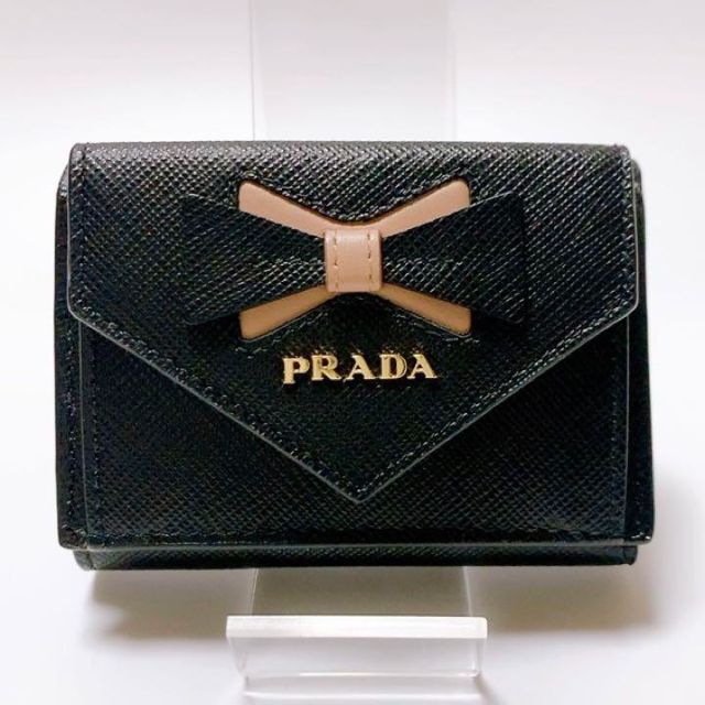 PRADA - プラダ 1MH021 サフィアーノ フィオッコ 三つ折り 財布 リボン レザー