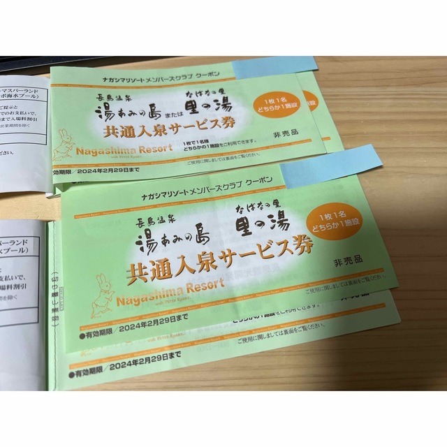 長島温泉　湯あみの島 なばなの里　里の湯 入泉券4枚