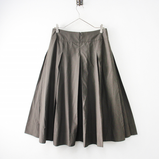 2021AW MARGARET HOWELL マーガレットハウエル SILK COTTON POPLIN スカート 3/カーキ シルクコットン  プリーツ【2400013138710】