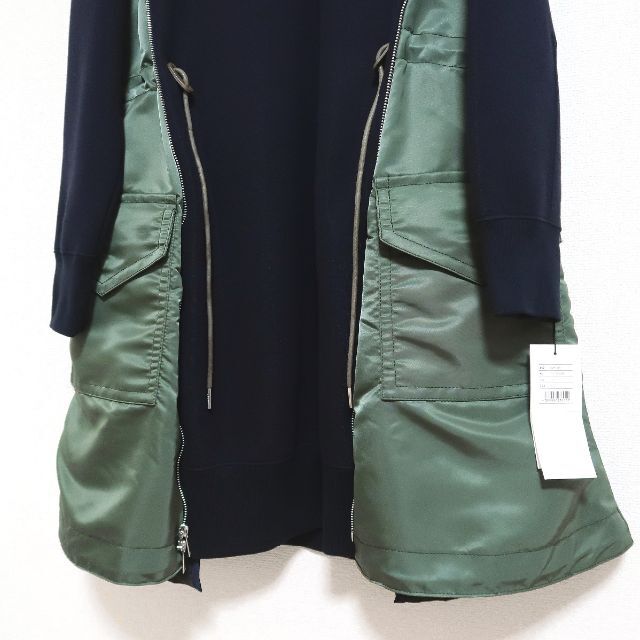 sacai(サカイ)の2 新品 Sacai スポンジ スウェット MA-1 ワンピース ネイビー レディースのワンピース(ひざ丈ワンピース)の商品写真