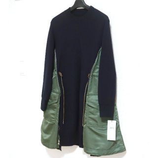 sacai - 2 新品 Sacai スポンジ スウェット MA-1 ワンピース ネイビー