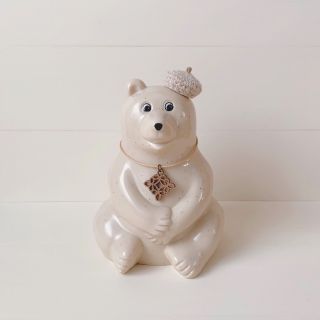 しろくま貯金箱用【ベレー帽×ウッドチャームネックレス】ブラウン(置物)