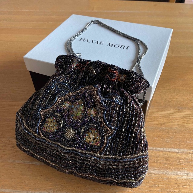 HANAE MORI - 森英恵 HANAE MORI ビーズ刺繍パーティバッグの HANAE MORI - 森英恵 HANAE MORI ビーズ刺繍パーティバッグの