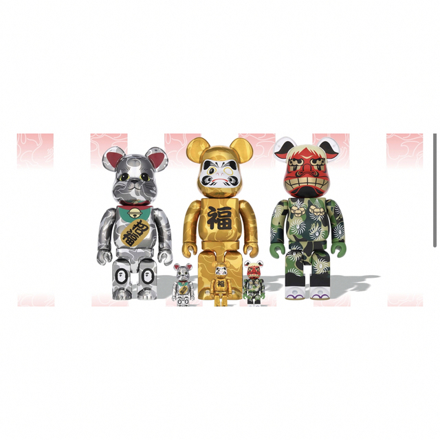 BE@RBRICK(ベアブリック)のBE@RBRICK BAPE 招き猫 達磨 獅子舞 100% & 400% ハンドメイドのおもちゃ(フィギュア)の商品写真