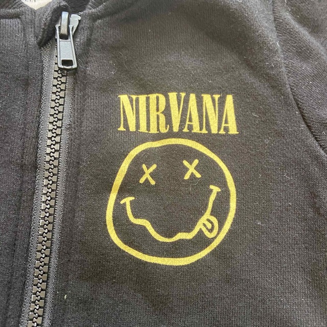 Nirvana  スウェット　ロンパース　黒　80  ブラック　ニルヴァーナ キッズ/ベビー/マタニティのベビー服(~85cm)(カバーオール)の商品写真