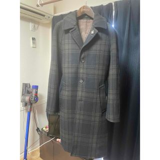 ラルディーニ(LARDINI)のラルディーニ　チェックチェスター　ベルベットコート　44(チェスターコート)