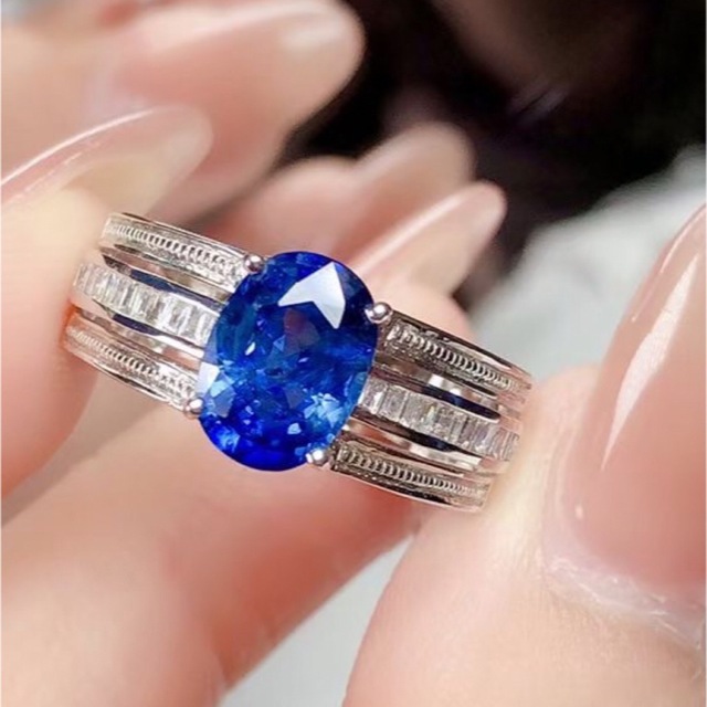 特売 天然 ブルーサファイア ダイヤ リング1.8ct k18 ¥ リング(指輪