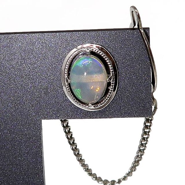 美品 SV オパール ネクタイピン タイタック ラペルピン タイピン