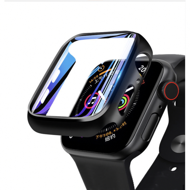 Apple Watch(アップルウォッチ)のAppleWatchカバー アップルウォッチ 44mm 9H強化ガラス 黒  スマホ/家電/カメラのスマホアクセサリー(モバイルケース/カバー)の商品写真