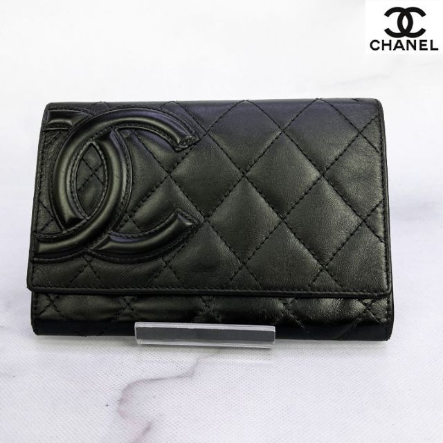 300　長美品　CHANEL　シャネル　カンボンライン　二つ折り　コンパクト財布 レディースのファッション小物(財布)の商品写真