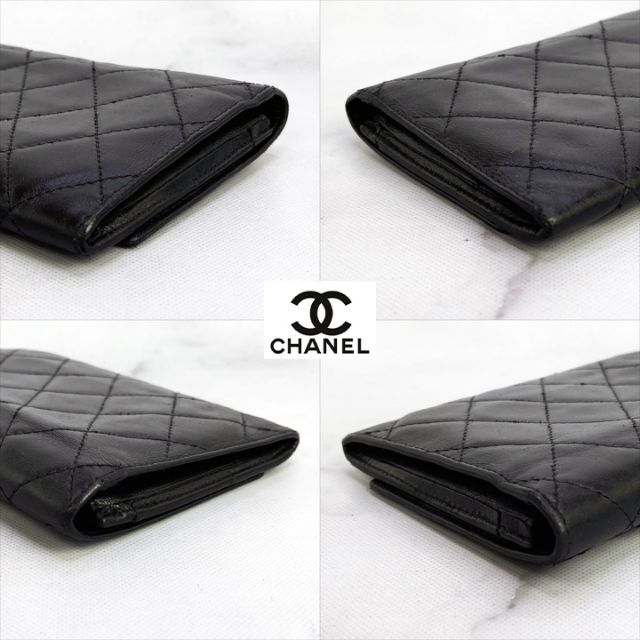 300　長美品　CHANEL　シャネル　カンボンライン　二つ折り　コンパクト財布 レディースのファッション小物(財布)の商品写真